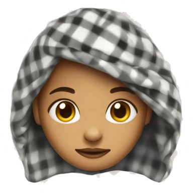 a girl wrapped in a plaid sticker