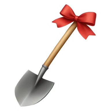 Shovel with a red bow on it sticker