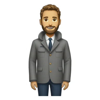 A full man image with coat and suite with beard and coolers sticker