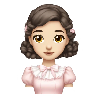 sweet lolita dark brown hair dark eyes white skin light pink dress sticker