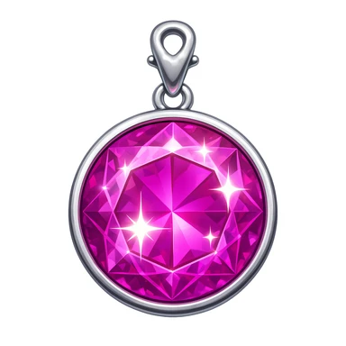 Add a pink hue and extra sparkle to the purple sugilite holographic gem charm with silver metal frame, keep emoji style, no gemstone accents sticker