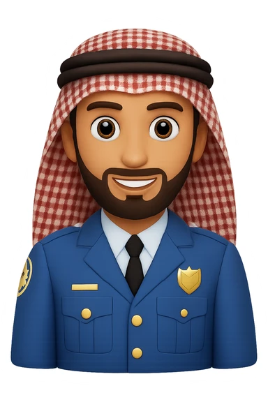 Add a traditional Arab headscarf (keffiyeh) to the man in the emoji style. Keep the style consistent with emoji style and no background (transparent). sticker