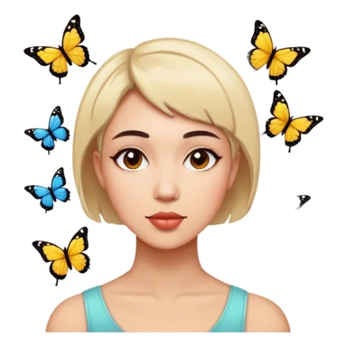 Mujer de pelo corto con mariposas sticker
