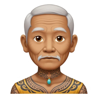 ancient thailand old man with tatooed on neck and face sticker