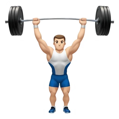 Emblem representing weightlifting with a strong athlete in a classic lifting stance, holding a barbell overhead. Dynamic, powerful pose with a focus on strength. Clean lines, bold silhouette, and transparent background, symbolizing the intensity and discipline of the sport sticker