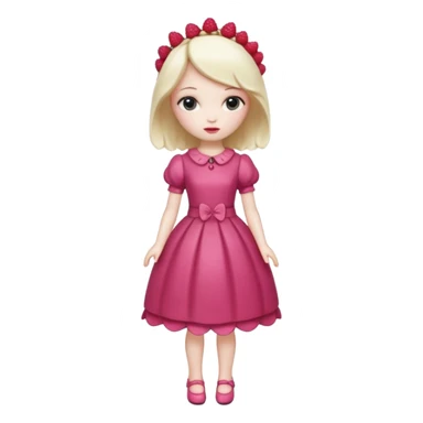 Isolated detaile illustration incredibly modern raspberry torte doll figurine full body sticker