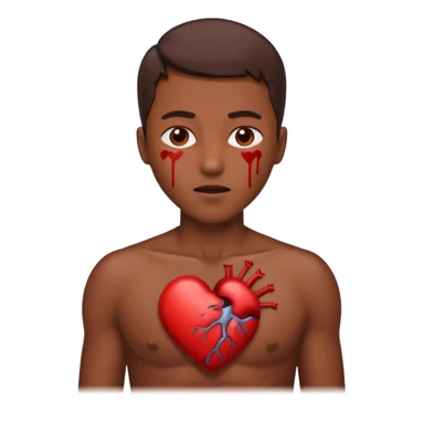 heart thumping out of chest brown skin person sticker