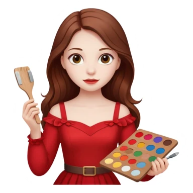 Una chica con una paleta y un vestido rojo y pelo largo sticker