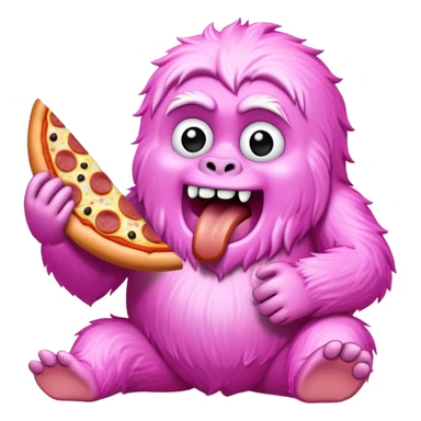 pink yeti eating a spam pizza sticker