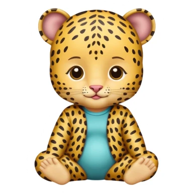 human baby with leopard patterned clothes sticker