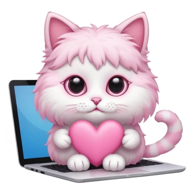 Pink pretty cute heart cat computer  sticker