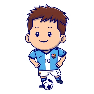 lionel messi smiling wearing a blue and white striped soccer jersey sticker