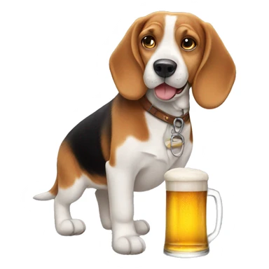 Beagle with a beer sticker