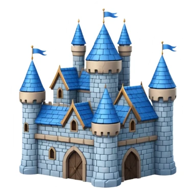  Castle with blue roof 3d with texture sticker