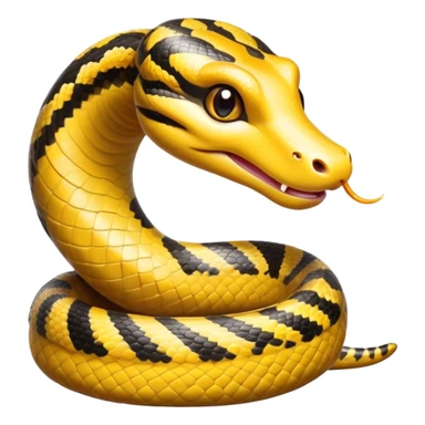 cinematic-cute-anaconda-portrait-emoji,-head-tilted-playfully-and-inquisitively,-with-a-sleek,-shimmering-body-adorned-with-detailed-scale-sriped patterns-and-round,-sparkling-eyes-full-of-wonder,-simplified-yet-irresistibly-adorable-features sticker