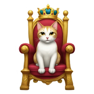 Cat sitting on a throne with a crown sticker