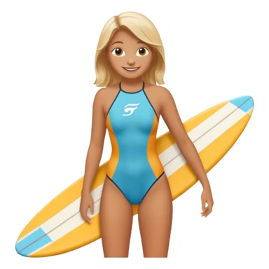 Girl with surfing board  sticker