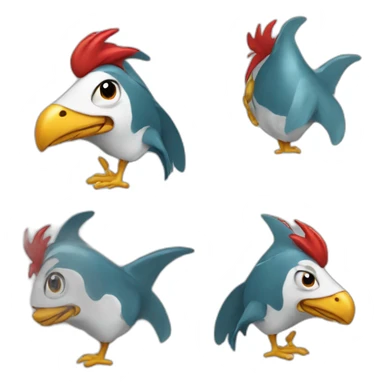 rooster wearing shark onesie sticker