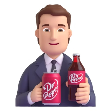 Charles Alderton holding a Dr Pepper sticker