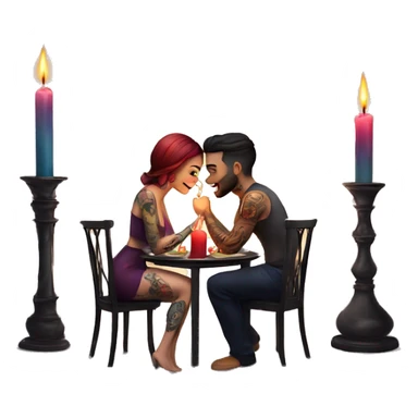 romantic candle light dinner for beautiful tattooed couple sticker
