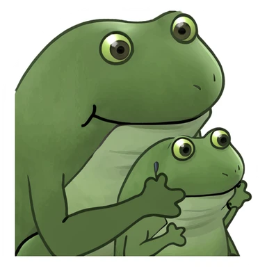 Cute Frog holding a cute frog sticker