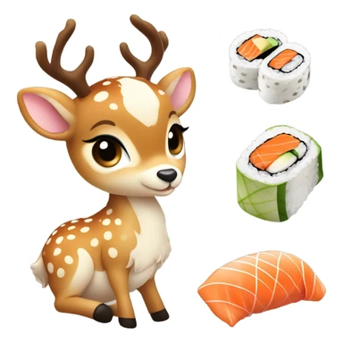 Baby deer with sushi sticker