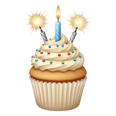 Total White beige cupcake with sparkler candles sticker