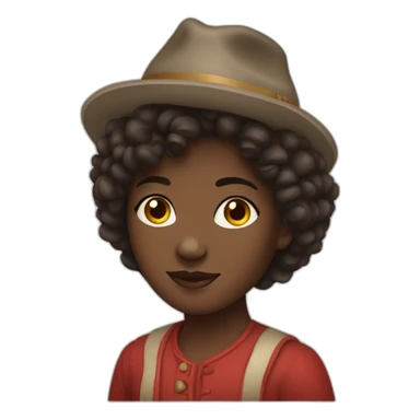A dark-skinned girl with short, curly hair and wearing a Russian hat   sticker
