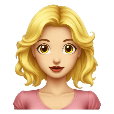 una chica medio rubia piel clara ojos cafe camisa color amarillo sticker