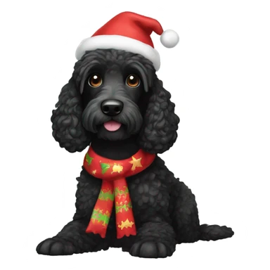 Black Spoodle dog dressed for Christmas  sticker