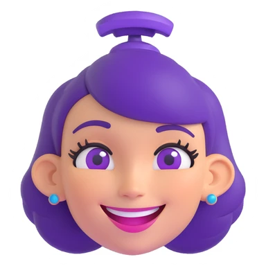 Space Groove Gwen from League of Legends, happy emote, only head, right eye purple sticker