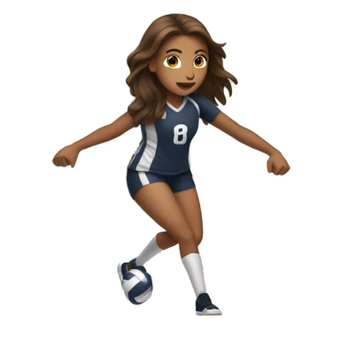 long brown hair girl bumping a volleyball sticker