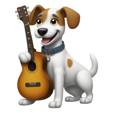 Dog playing guitar sticker