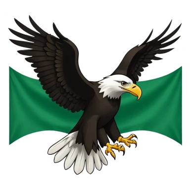 A flag I. This design 🇧🇫 is half green and half white from the bottom and an eagle with its sign spread in the middle and the eagle should be a full black silhouette. sticker