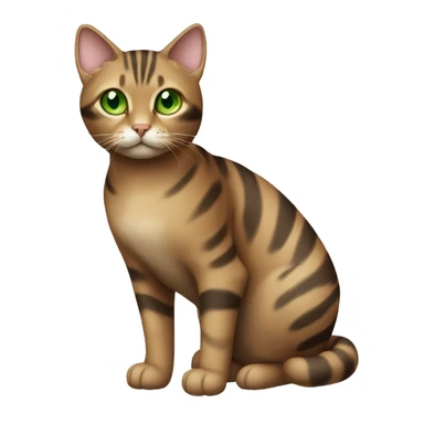Full body striped brown cat with green eyes sticker