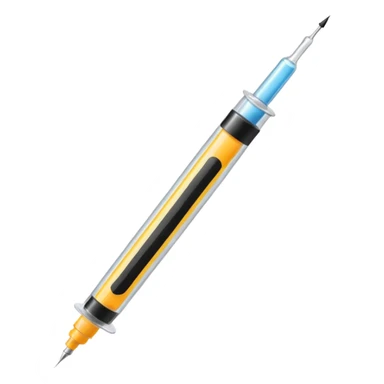 Syringe with black tape over it.
 sticker