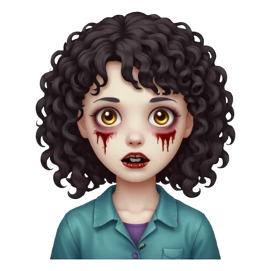 Zumbie girl with curly hair, with curly bangs sticker