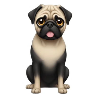 pug wearing a black t-shirt sticker