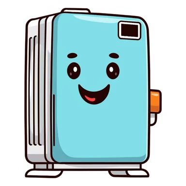 Cute cartoonish air conditioner with smiling face blowing cold air sticker
