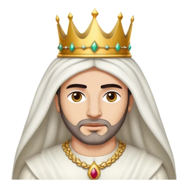 middle east king in white skin with crown chest with white clothes sticker