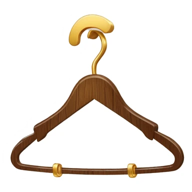 Clothes wooden hanger with golden mryal element sticker