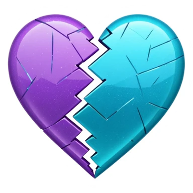 glitter cian and purple broken heart sticker