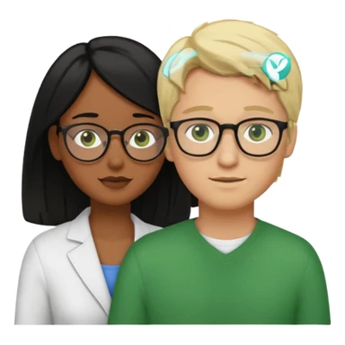 haz una pareja abrazandose, donde la mujer es de piel morena peli negra ojos cafes sin accesorios, y donde el hombre es piel blanca, pelo rubio, ojos verdes con lentes sticker