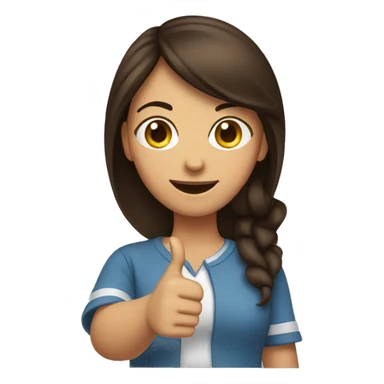 Brunette girl holding a thumbs up sticker