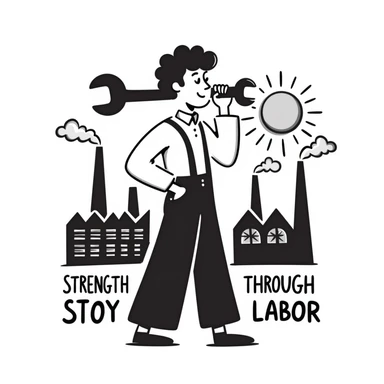 Communist propaganda poster design with worker sticker