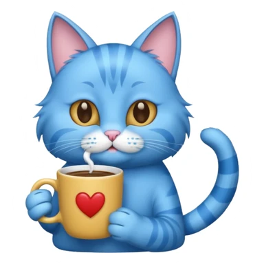 blue cat with coffee sticker