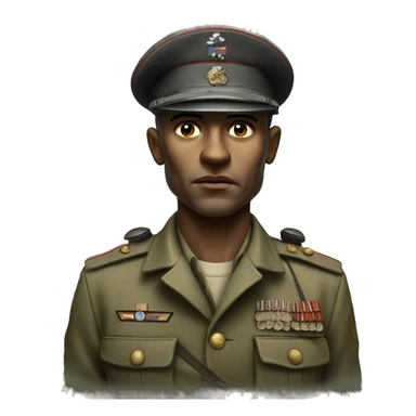 photorealistic serious soldier with skulls WW2 sticker
