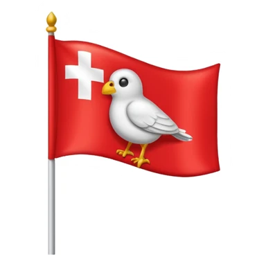 Make a emoji flag of Switzerland with a bird on top and make sure the bird is on the flag with no shadow sticker