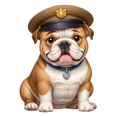 english bulldog with a postman sticker