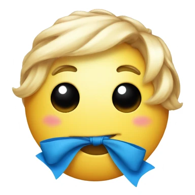 Smiley face with blue bow in corner of head sticker